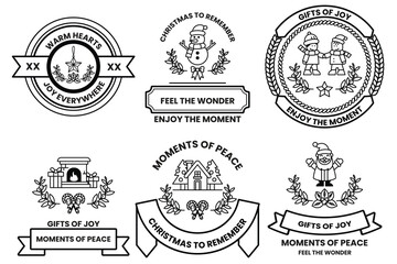 set of Christmas themed stickers with a variety of designs and messages