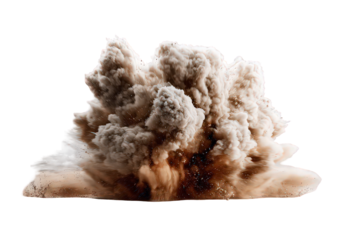 Tan Dust Explosion Against Black Background