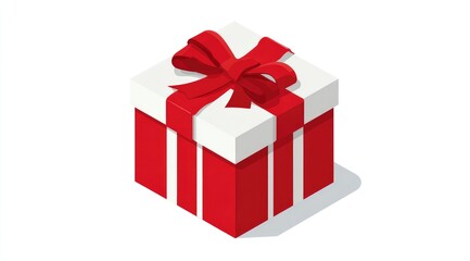 Obraz premium A red and white gift box with a large bow