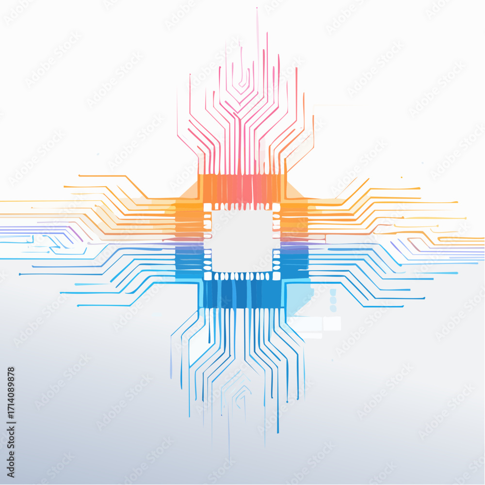 Aufkleber abstract technology circuit board design with warm color palette