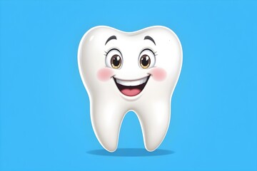 3d a smiling tooth, cute dental mascot for health and hygiene concepts