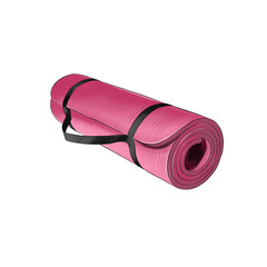 Fitness enthusiasts prepare for yoga class with a rolled pink mat in a studio environment