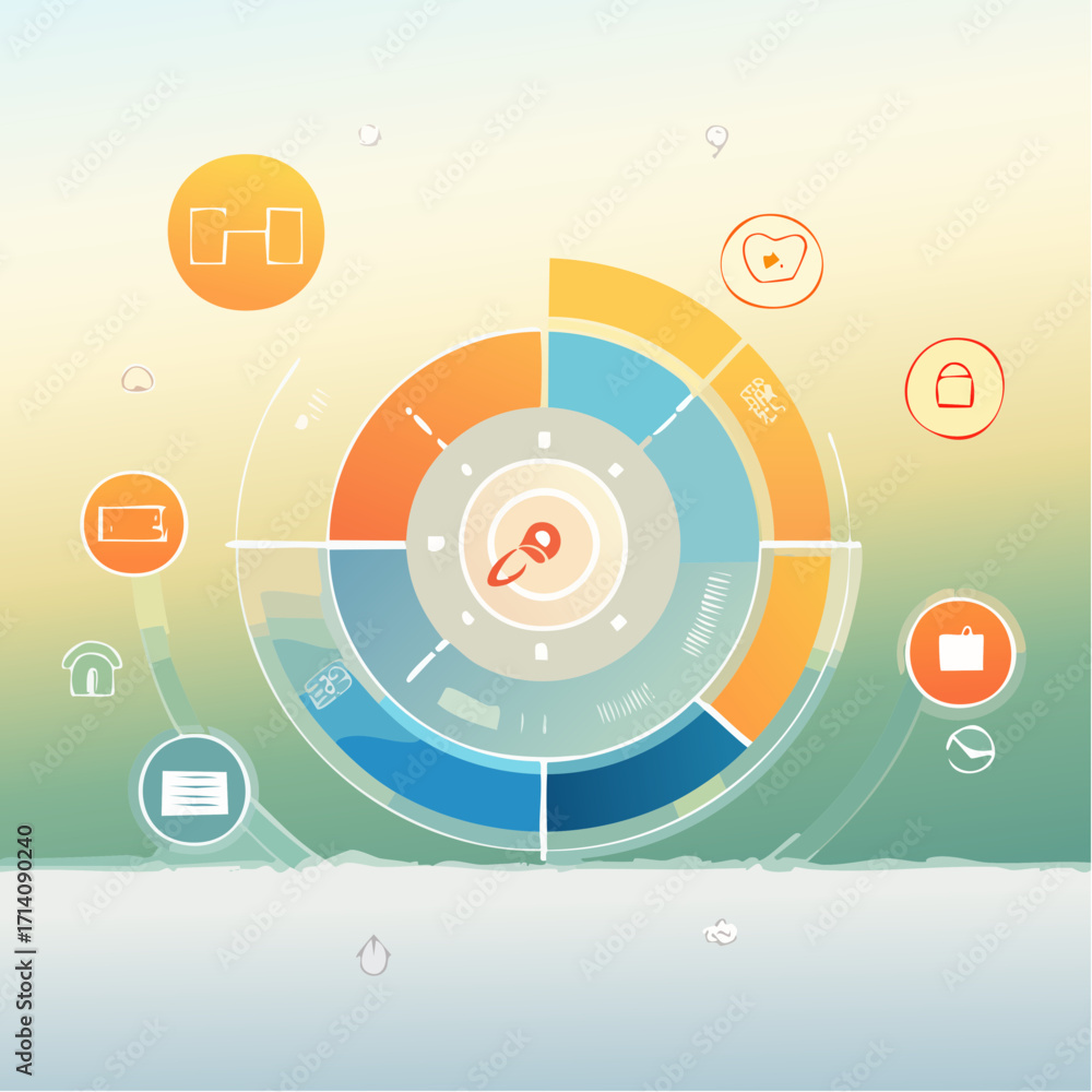 Aufkleber abstract circular infographic with data visualization