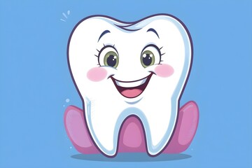 3d a smiling tooth, cute dental mascot for health and hygiene concepts