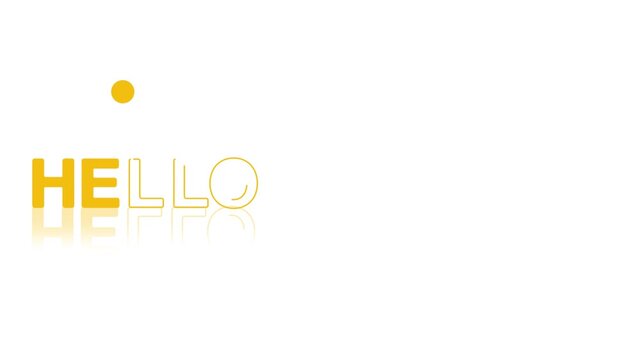 animated jumping or bouncing ball Hello January text word lettering typography glow neon reveal, Bright letters jump in the inscription theme video,motion seamless loop yellow type on white bg 
