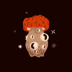 Magic mushroom with eyes. Psychedelic hallucinations. Mysterious autumn witchy forest. Vector illustration.