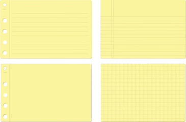 Four yellow index cards with different line patterns shown