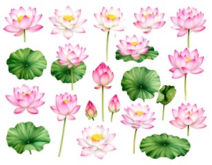 Watercolor lotus collection