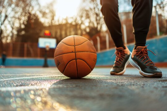 Close-up of a focused athlete preparing for a shot on the basketball court.