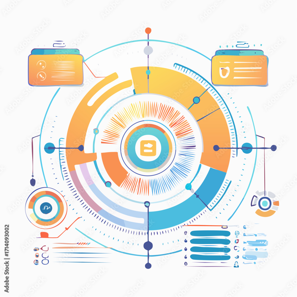 Aufkleber abstract circular tech data visualization