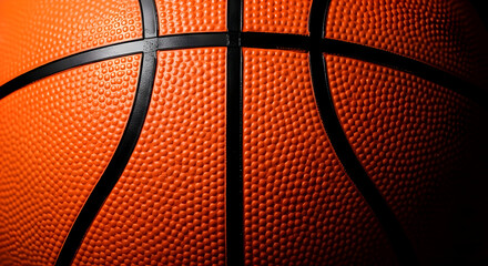 Textured Orange Basketball Ball with Black Seams Close-up