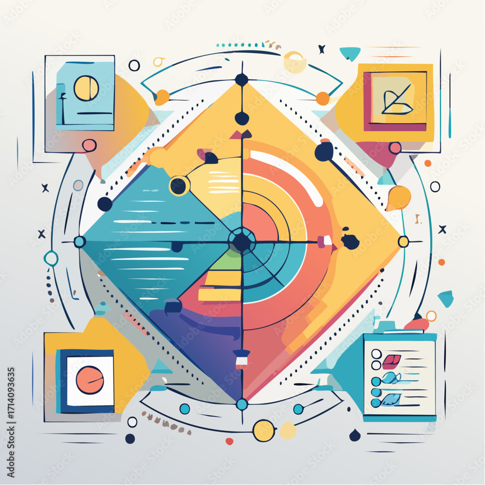 Poster abstract colorful geometric design with data visualization elements