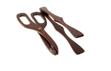 Wooden kitchen tongs isolated