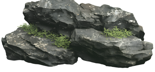 Mineral stone on a white background, isolated on a bright mountain landscape with a summer sky