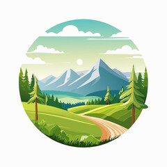 Serene Mountain Landscape with Winding Road