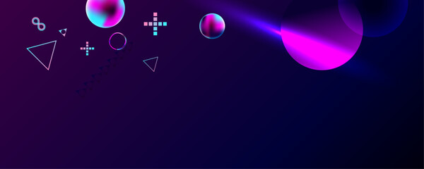 Dark retro futuristic cyberpunk elements abstraction background cosmos synthwave vaporwave retrowave glitch circle with blue and pink glows