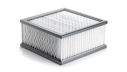 Square air filter on white background