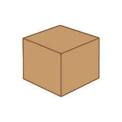 Minimalist vector artwork of one brown cardboard box, ideal for product illustrations, shipping graphics, packaging concepts, or creative design layouts.