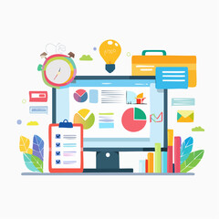 Colorful Business Data Analysis on Computer Screen