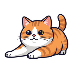 Playful Tabby Cat's Delightful Pose: An adorable illustration of a playful tabby cat in a cute, inviting pose. Capturing the pure joy of feline charm