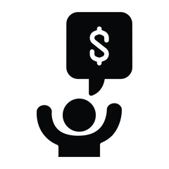 happy business man think about money solid icon vector design good for web or mobile app