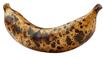 Overripe Banana with Brown Spots on Transparent Background