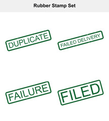 Obraz premium Green Stamp Set on White Duplicate, Failed Delivery, Failure, and Filed