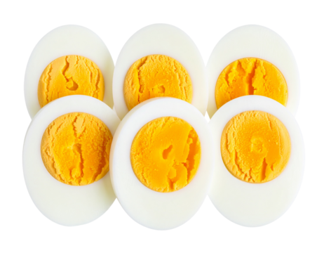  “Round Slices of Boiled Egg Neatly Arranged in a Row, isolated on transparent background”. - Powered by Adobe