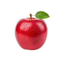 red apple with leaf isolated element 