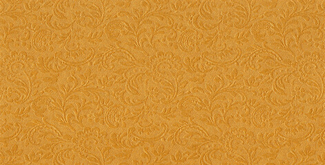 Embossed Floral Pattern Gold Paper Texture Background