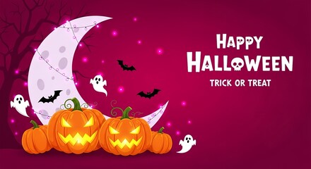 Happy Halloween 2023 Spooky Pumpkins, Ghosts, and Moonlit Night for Festive Celebrations