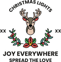 A deer head with a wreath around it