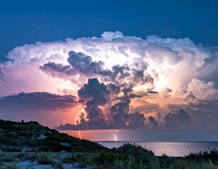 Dramatic storm clouds over the ocean