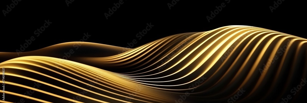 Aufkleber opulent depth an elegant black and gold abstract design with wavy patterns and luxurious texture