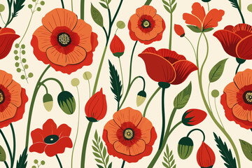 seamless pattern with poppies