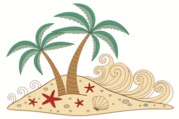 vector illustration of a tropical beach