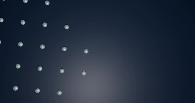 Loop animado com esferas ciano distribu&iacute;das em grade sobre fundo escuro. As esferas pulsam suavemente. Visual minimalista/tech, com espa&ccedil;o para texto &agrave; direita, ideal como background