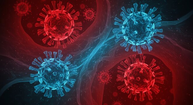 Deadly Virus Cells in Bloodstream Biomedical Medical Science Study - Powered by Adobe