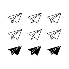 paper, plane, origami, flight, air, travel, send, message, mail, letter, communication, symbol, toy, childhood, craft, fold, simple, minimal, vector, icon, silhouette, outline, design, abstract, moder