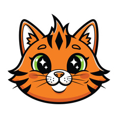 Joyful Cartoon Cat: An adorable cartoon cat with vibrant orange fur, sparkling eyes, and a cheerful grin exudes pure happiness and playful charm.