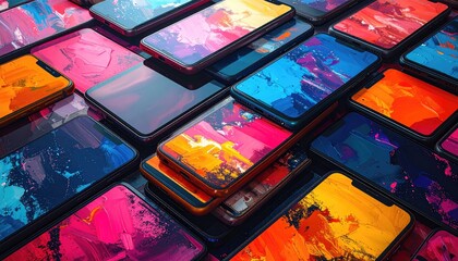 Vibrant Colorful Abstract Smartphone Tiles