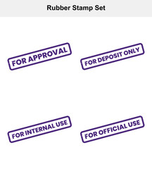 Rubber Stamp Set Featuring Approval, Deposit Only, Internal & Official Use
