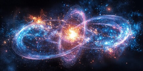 Vibrant Energy Burst Visualization Showcasing Nuclear Reactions and Atomic Fission Effects