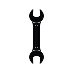 Black silhouette of a double open end wrench on a white background