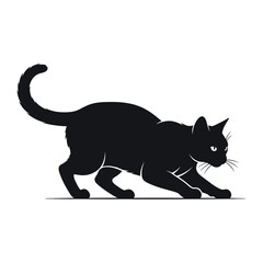 Black cat silhouette on watch: A striking silhouette of a sleek black cat, poised and alert, captures the essence of feline grace and focus in a captivating illustration. 