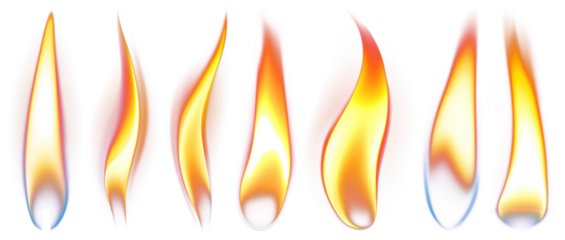 PNG Vibrant abstract flame designs, element set on transparent background