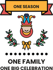 A black and white poster with a white ribbon and a crown on it