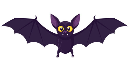 Cartoon bat with open wings displaying rounded body and tiny feet