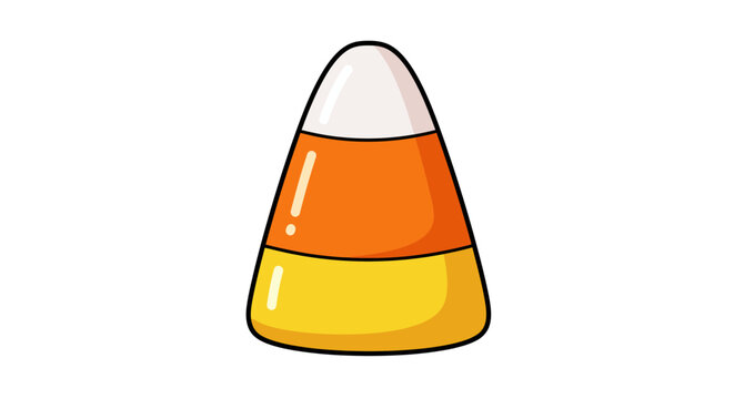 Cartoon candy corn with white orange  yellow stripes