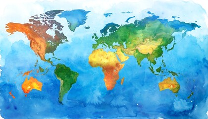 Watercolor world map